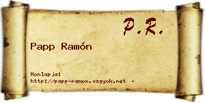 Papp Ramón névjegykártya